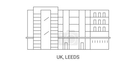 Illustration for England, Leeds travel landmark line vector illustration - Royalty Free Image