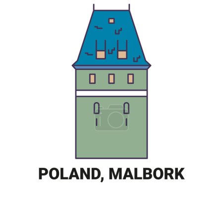 Illustration for Poland, Malbork, Tpfertor travel landmark line vector illustration - Royalty Free Image