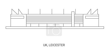 Téléchargez les illustrations : Royaume-Uni, Leicester, illustration vectorielle de ligne de repère de voyage - en licence libre de droit