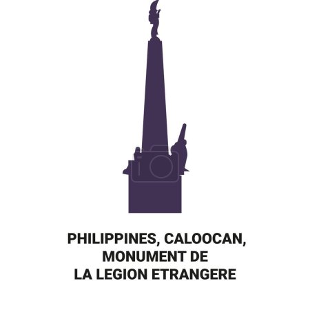 Ilustración de Filipinas, Caloocan, Monumento De La Legión Etrangere viaje hito línea vector ilustración - Imagen libre de derechos