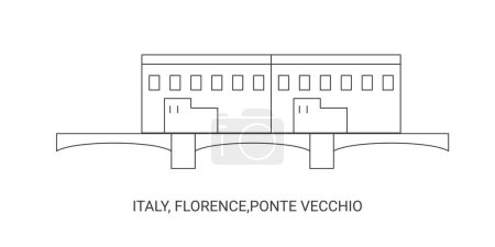 Ilustración de Italia, Florencia, Ponte Vecchio, ilustración de vector de línea hito de viaje - Imagen libre de derechos