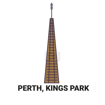 Ausrtalia, Perth, Kings Park, ilustración de vector de línea de referencia de viaje