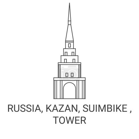 Ilustración de Rusia, Kazán, Suimbike, Torre de viaje hito línea vector ilustración - Imagen libre de derechos