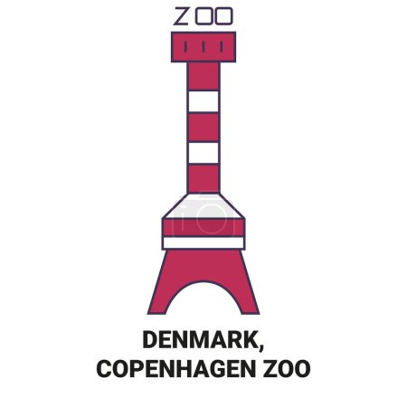 Illustration for Denmark, Copenhagen Zoo travel landmark line vector illustration - Royalty Free Image