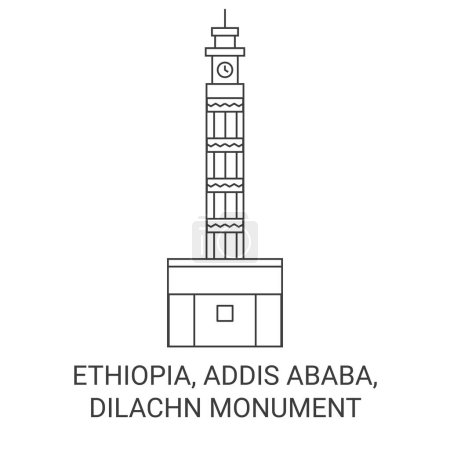 Illustration for Ethiopia, Addis Ababa, Dilachn Monument travel landmark line vector illustration - Royalty Free Image