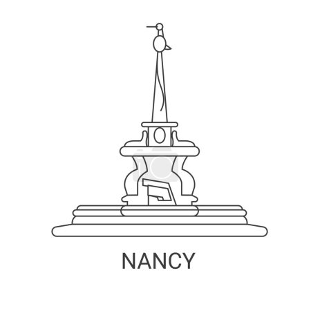 Illustration for France, Nancy travel landmark line vector illustration - Royalty Free Image