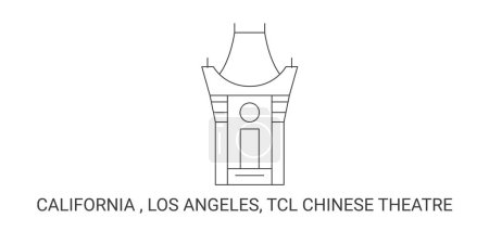 Illustration for United States, California , Los Angeles, Tcl Chinese Theatre, travel landmark line vector illustration - Royalty Free Image