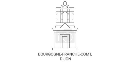 Illustration for France, Bourgognefranchecomt, Dijon travel landmark line vector illustration - Royalty Free Image