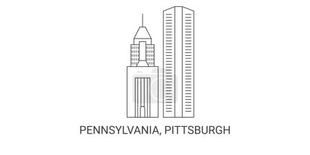 Ilustración de Estados Unidos, Pensilvania, Pittsburgh recorrido hito línea vector ilustración - Imagen libre de derechos