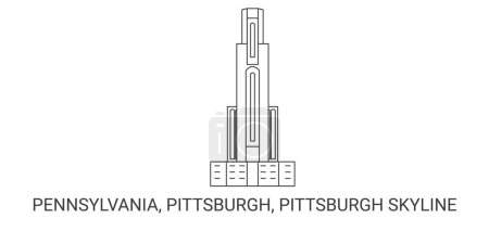 Ilustración de Estados Unidos, Pensilvania, Pittsburgh, Pittsburgh Skyline, línea de referencia de viaje vector ilustración - Imagen libre de derechos
