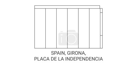 Ilustración de España, Girona, Placa De La Independncia viaje hito línea vector ilustración - Imagen libre de derechos