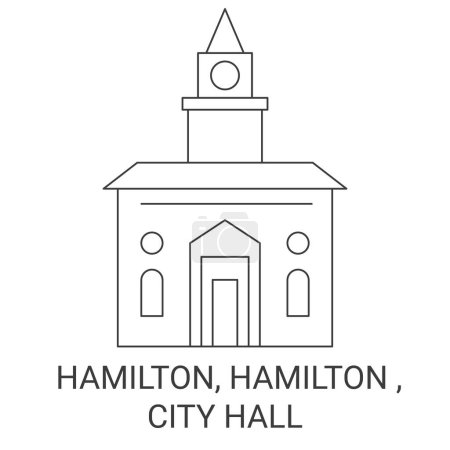 Ilustración de Canadá, Hamilton, Hamilton, City Hall viaje hito línea vector ilustración - Imagen libre de derechos