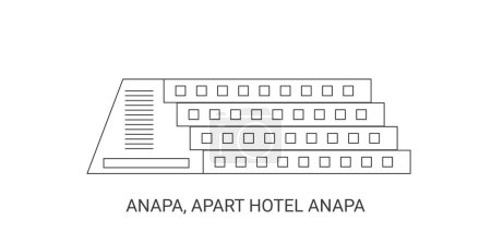 Illustration for Russia, Anapa, Apart Hotel Anapa travel landmark line vector illustration - Royalty Free Image