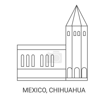 Ilustración de México, Chihuahua recorrido hito línea vector ilustración - Imagen libre de derechos