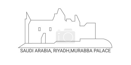 Illustration for Saudi Arabia, Riyadh,Murabba Palace, travel landmark line vector illustration - Royalty Free Image