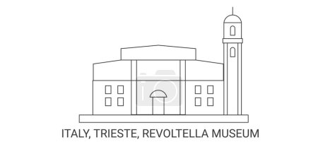 Illustration for Italy, Trieste, Revoltella Museum, travel landmark line vector illustration - Royalty Free Image