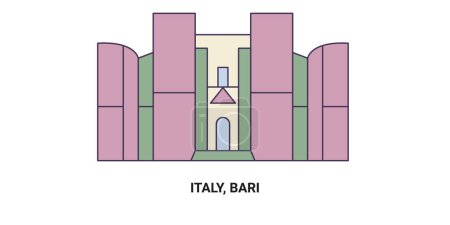 Illustration for Italy, Bari, Bari, Italija, travel landmark line vector illustration - Royalty Free Image