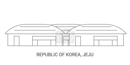 Ilustración de República de Corea, Jeju viaje hito línea vector ilustración - Imagen libre de derechos