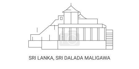 Illustration for Sri Lanka, Sri Dalada Maligawa, travel landmark line vector illustration - Royalty Free Image