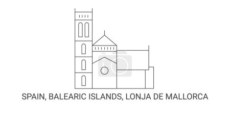 Ilustración de España, Islas Baleares, Lonja De Mallorca, recorrido hito línea vector ilustración - Imagen libre de derechos