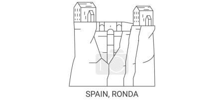 Illustration for Spain, Ronda travel landmark line vector illustration - Royalty Free Image