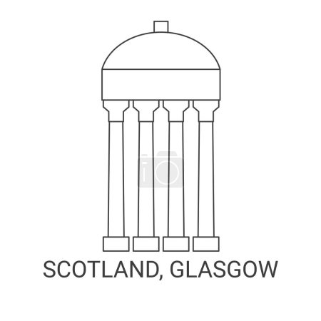 Ilustración de Escocia, Glasgow recorrido hito línea vector ilustración - Imagen libre de derechos