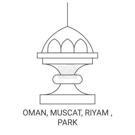 Ilustración de Omán, Mascate, Riyam, Park recorrido hito línea vector ilustración - Imagen libre de derechos