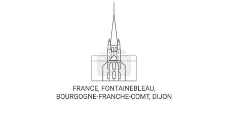 Illustration for France, Fontainebleau, Bourgognefranchecomt, Dijon travel landmark line vector illustration - Royalty Free Image