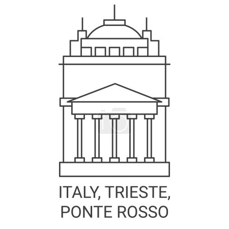 Illustration for Italy, Trieste, Ponte Rosso travel landmark line vector illustration - Royalty Free Image