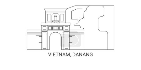 Illustration for Vietnam, Danang, M, Sn travel landmark line vector illustration - Royalty Free Image