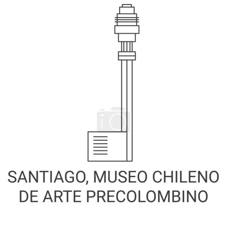 Illustration for Chile, Santiago, Museo Chileno De Arte Precolombino travel landmark line vector illustration - Royalty Free Image