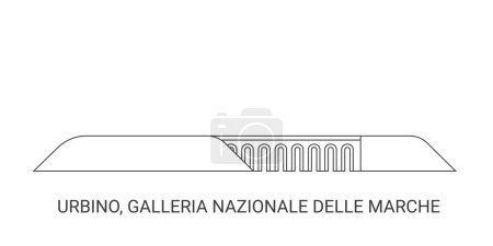 Illustration for Italy, Urbino, Galleria Nazionale Delle Marche, travel landmark line vector illustration - Royalty Free Image