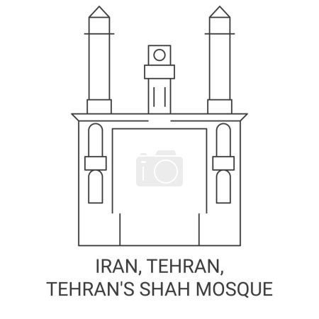 Téléchargez les illustrations : Iran, Téhéran, Tehrans Shah Mosquée Voyage illustration vectorielle ligne historique - en licence libre de droit
