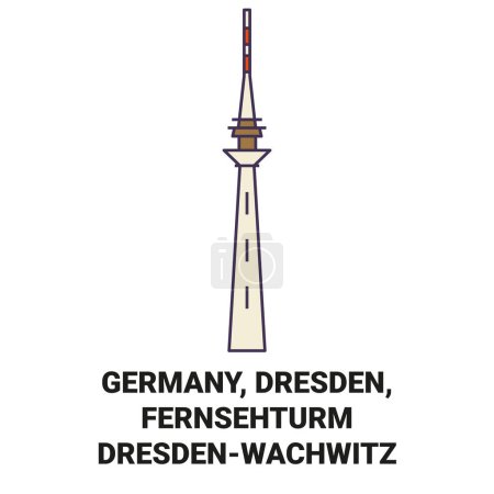 Illustration for Germany, Dresden, Fernsehturm Dresdenwachwitz travel landmark line vector illustration - Royalty Free Image