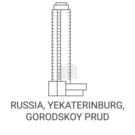 Illustration for Russia, Yekaterinburg, Gorodskoy Prud travel landmark line vector illustration - Royalty Free Image
