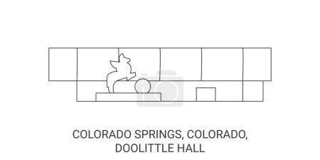 Illustration for United States, Colorado Springs, Colorado, Doolittle Hall travel landmark line vector illustration - Royalty Free Image