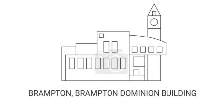 Téléchargez les illustrations : Canada, Brampton, Édifice Brampton Dominion, illustration vectorielle de ligne de repère de voyage - en licence libre de droit
