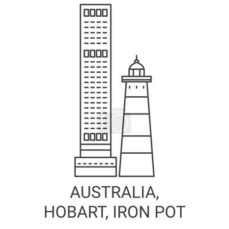 Illustration for Australia, Hobart, Iron Pot travel landmark line vector illustration - Royalty Free Image