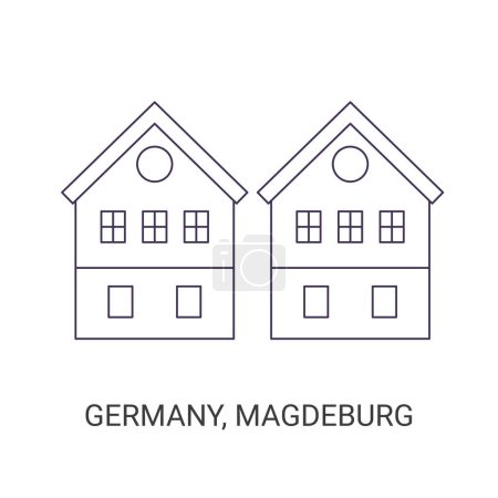 Illustration for Germany, Magdeburg travel landmark line vector illustration - Royalty Free Image