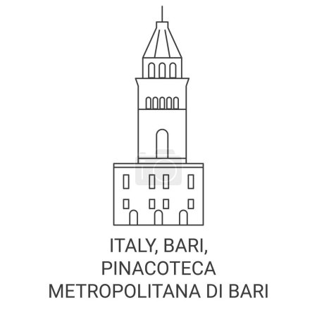 Ilustración de Italia, Bari, Pinacoteca Metropolitana Di Bari recorrido hito línea vector ilustración - Imagen libre de derechos