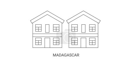 Téléchargez les illustrations : Illustration vectorielle de ligne de voyage Madagascar - en licence libre de droit