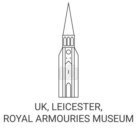 Ilustración de Inglaterra, Leicester, Museo Royal Armouries recorrido hito línea vector ilustración - Imagen libre de derechos