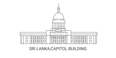 Téléchargez les illustrations : Sri Lanka, Capitol Building, illustration vectorielle de ligne de repère de voyage - en licence libre de droit