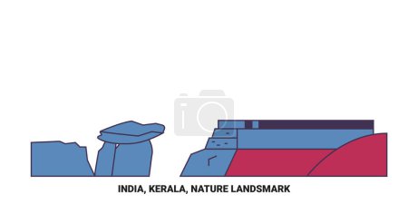 Téléchargez les illustrations : Inde, Kerala, Voyages Illustration vectorielle de ligne de repère de voyage - en licence libre de droit