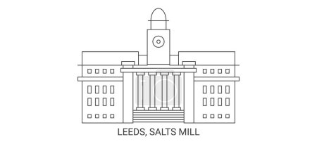 Illustration for Uk, Leeds, Salts Mill travel landmark line vector illustration - Royalty Free Image