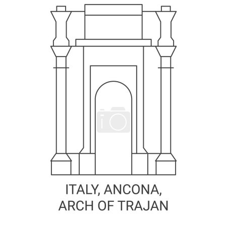 Illustration for Italy, Ancona, Arch Of Trajan travel landmark line vector illustration - Royalty Free Image