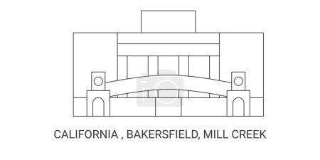 Ilustración de Estados Unidos, California, Bakersfield, Mill Creek, línea de referencia de viaje vector ilustración - Imagen libre de derechos