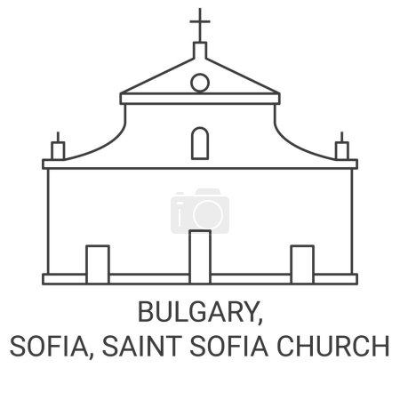 Téléchargez les illustrations : Bulagara, Sofia, Sainte Sofia Eglise Voyage illustration vectorielle ligne historique - en licence libre de droit