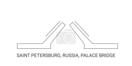 Illustration for Russia, Saint Petersburg, Palace Bridge, travel landmark line vector illustration - Royalty Free Image