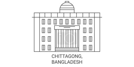 Illustration for Bangladesh, Chittagong, travel landmark line vector illustration - Royalty Free Image